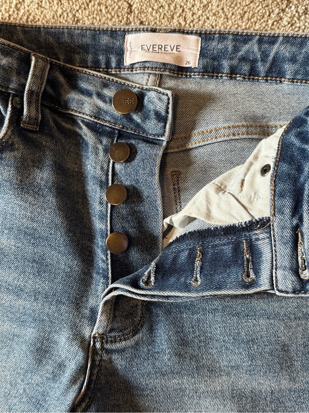 Evereve The Ever Straight high rise button fly jeans size 26